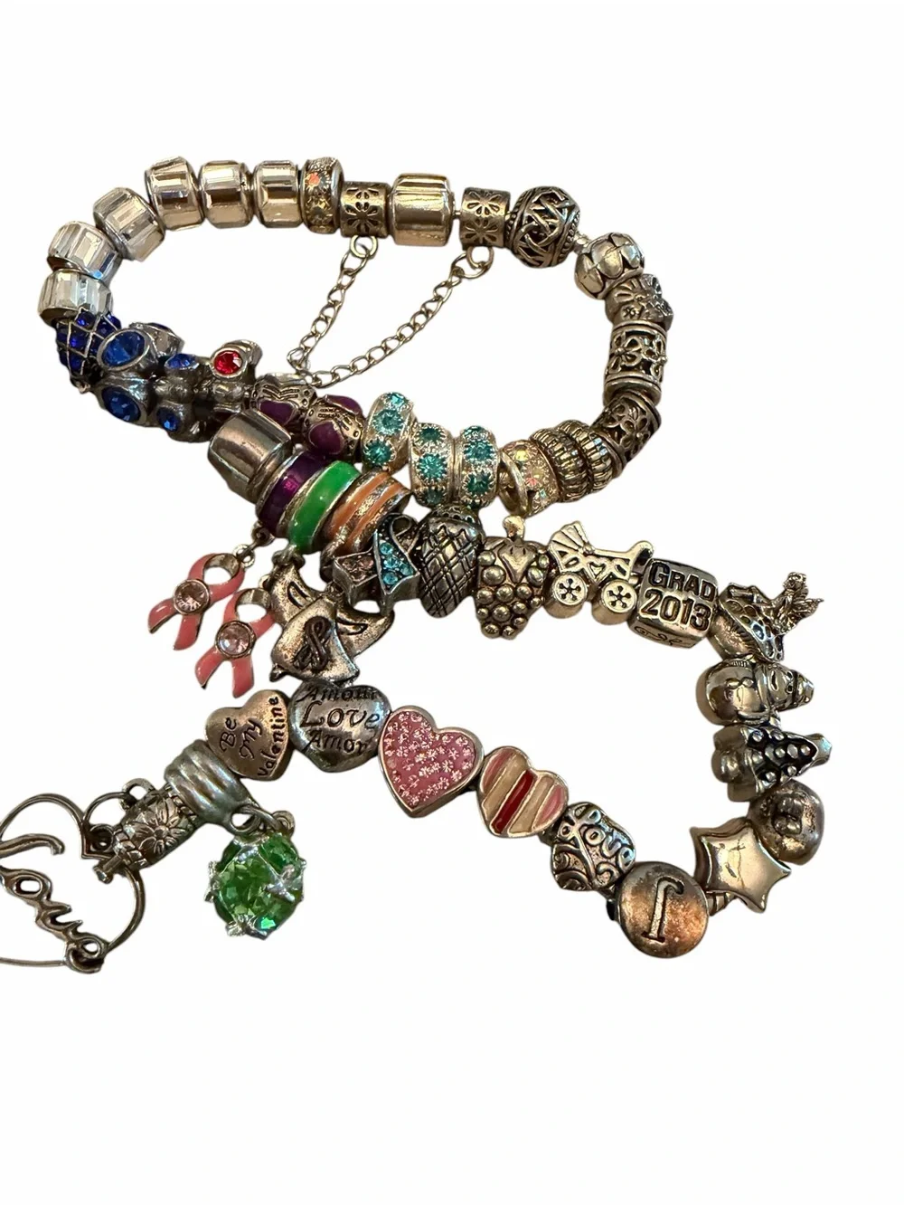 Mixed Charm Beads and Silver Chains